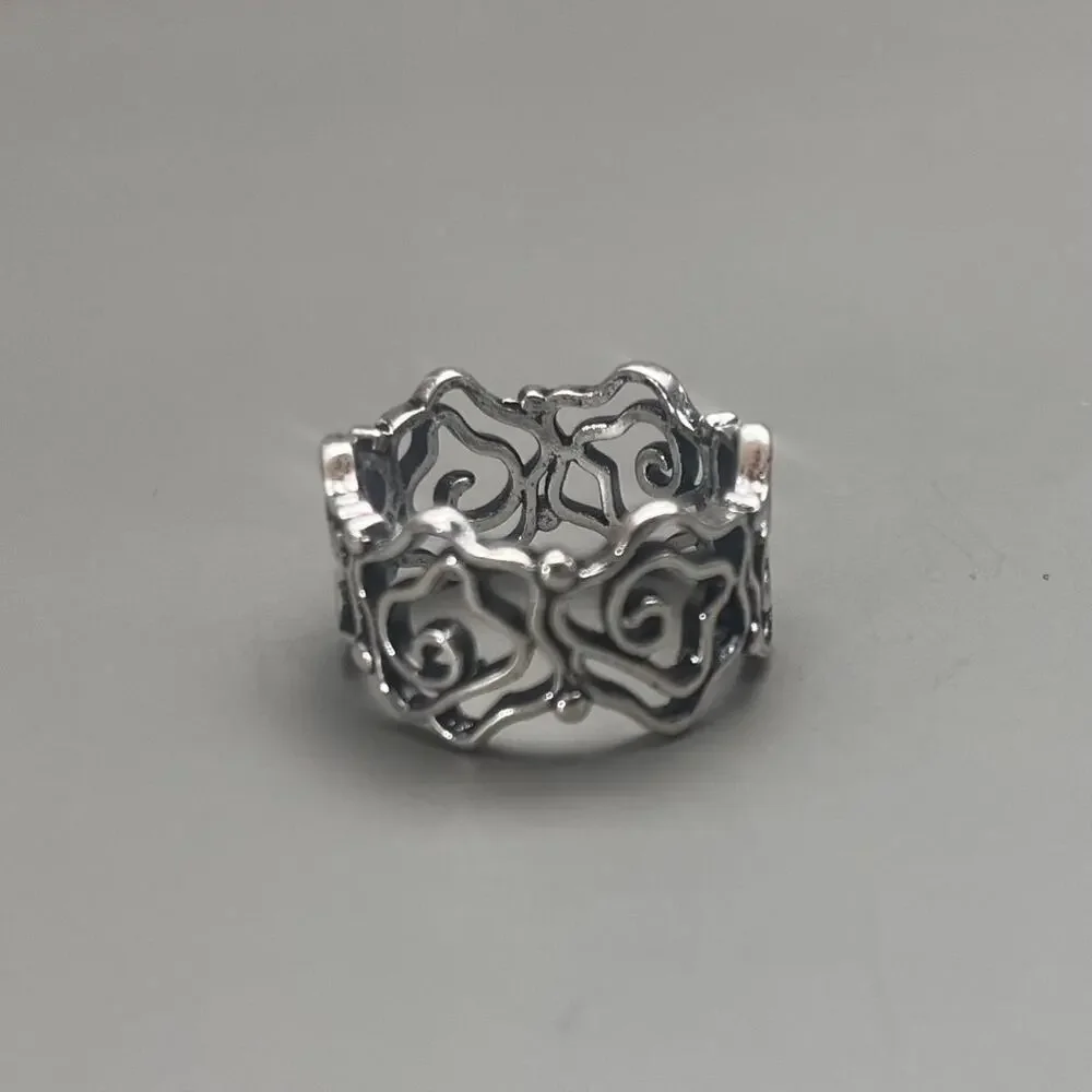 Vintage Silver Wrapped Rose Ring – Size 8, Unisex, Brand New